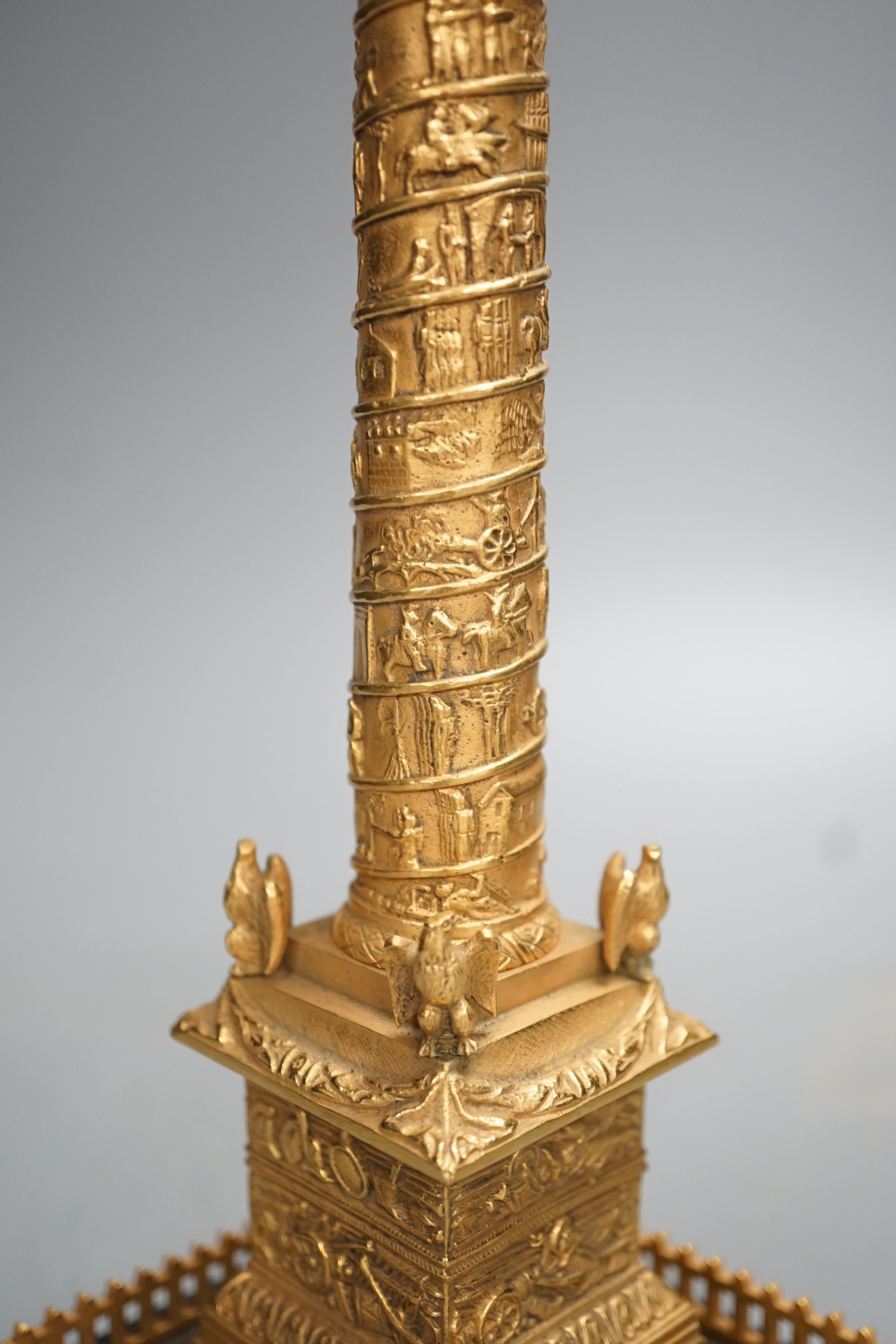 An ormolu and bronze model of Napoleon’s Vendome column, 31.5cm tall